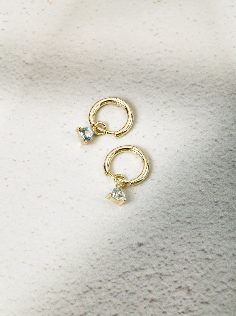 TRIANGULAR AQUAMARINE HOOP EARRINGS