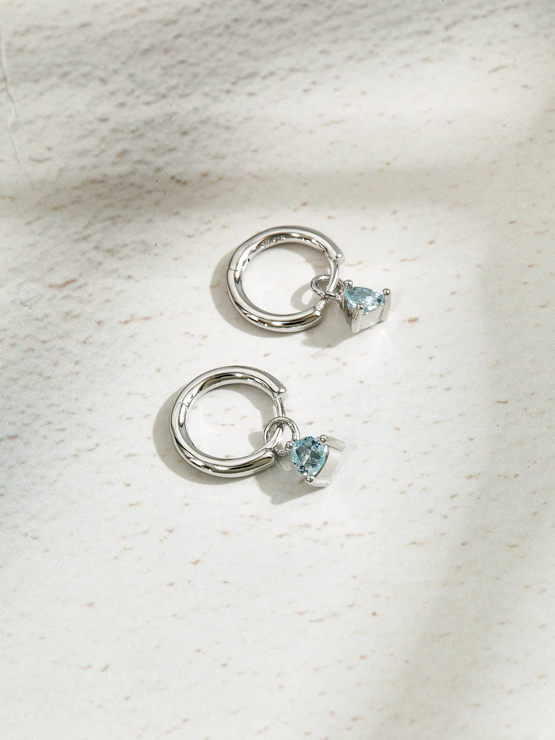 TRIANGULAR AQUAMARINE HOOP EARRINGS