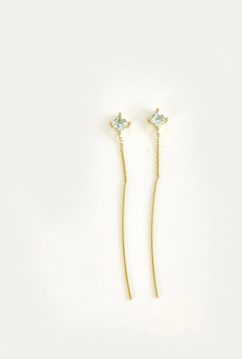 RHOMBUS SWING AQUAMARINE EARRINGS