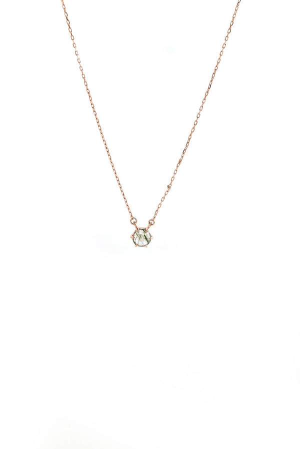 ROSE CUT GREEN RUTILATED QUARTZ NECKLACE