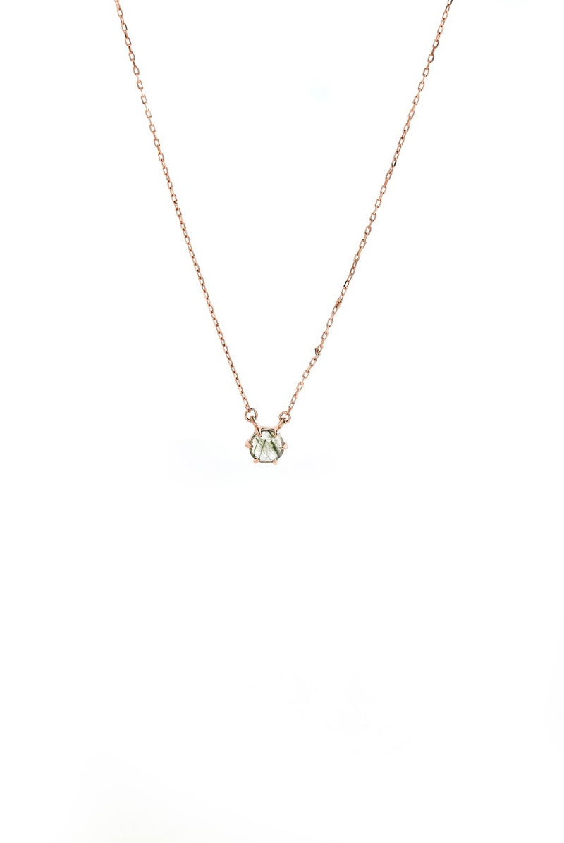 ROSE CUT GREEN RUTILATED QUARTZ NECKLACE