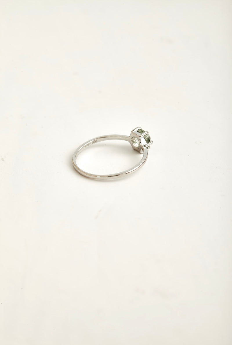 ROSE CUT GREEN RUTILATED QUARTZ RING