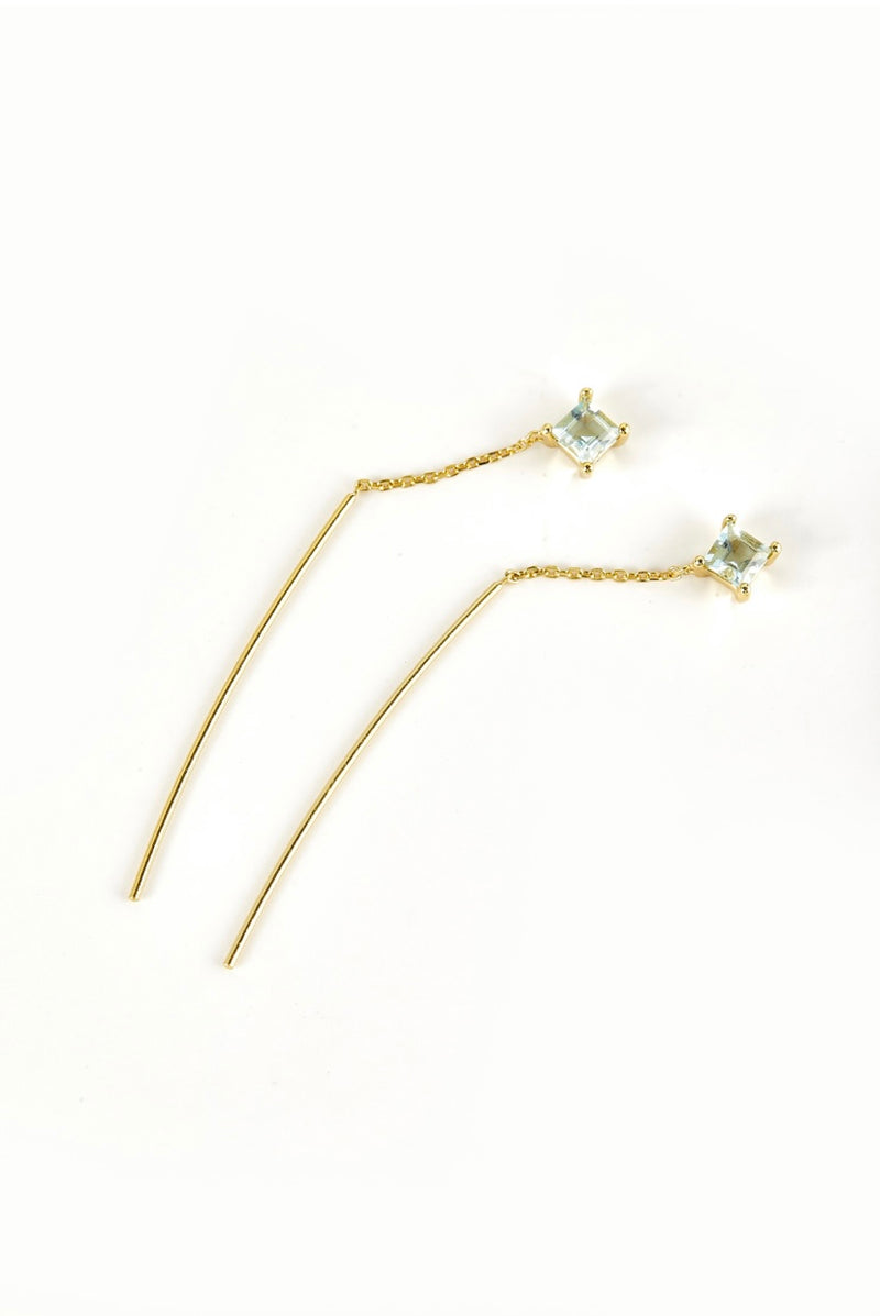 RHOMBUS SWING AQUAMARINE EARRINGS
