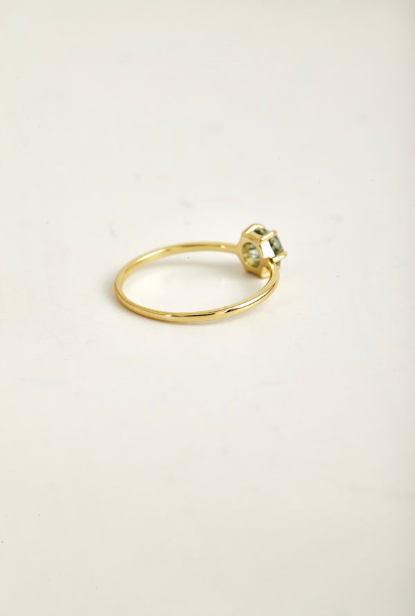 ROSE CUT GREEN RUTILATED QUARTZ RING