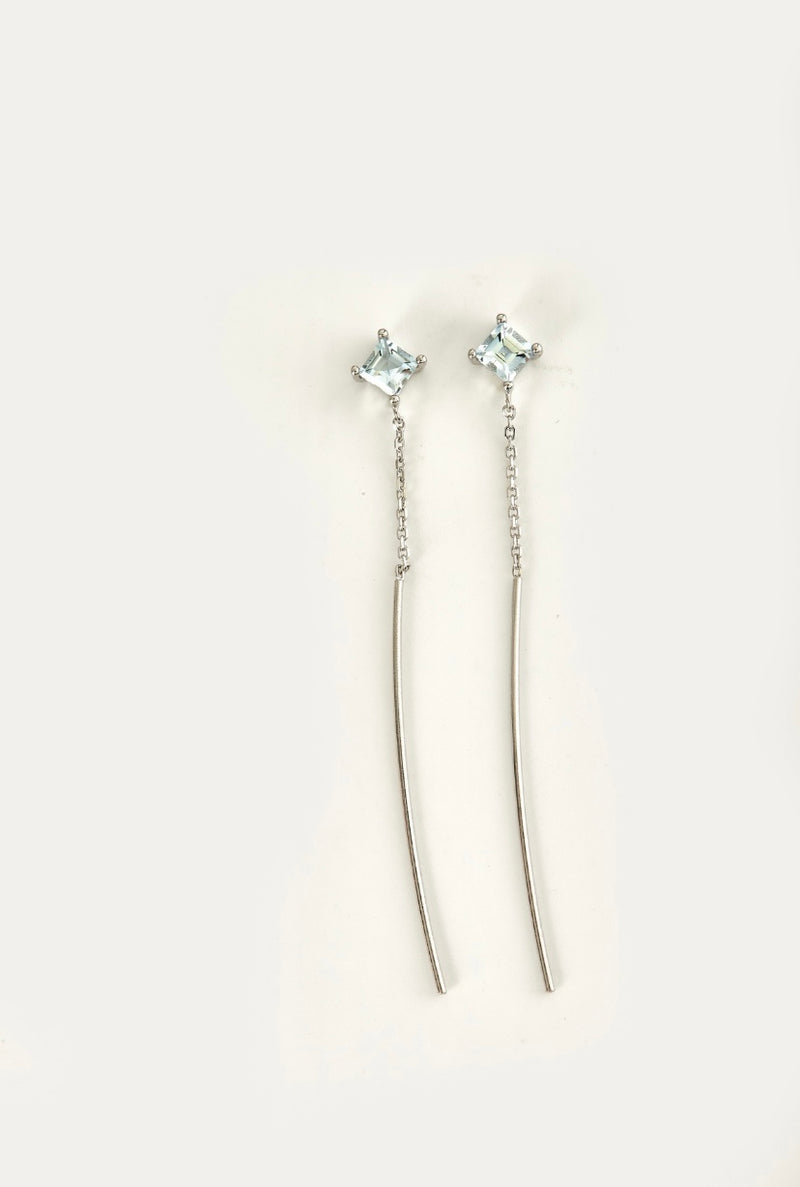RHOMBUS SWING AQUAMARINE EARRINGS