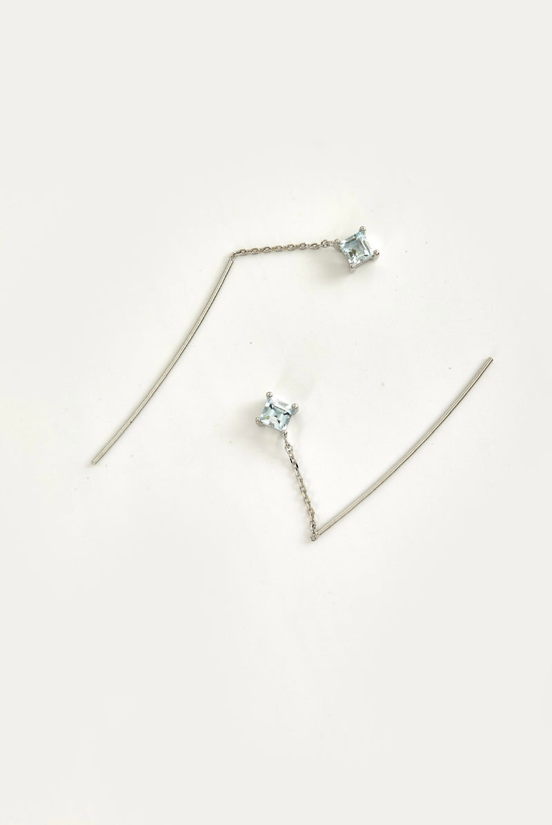 RHOMBUS SWING AQUAMARINE EARRINGS