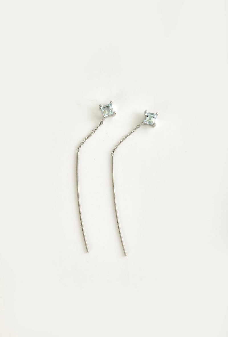 RHOMBUS SWING AQUAMARINE EARRINGS