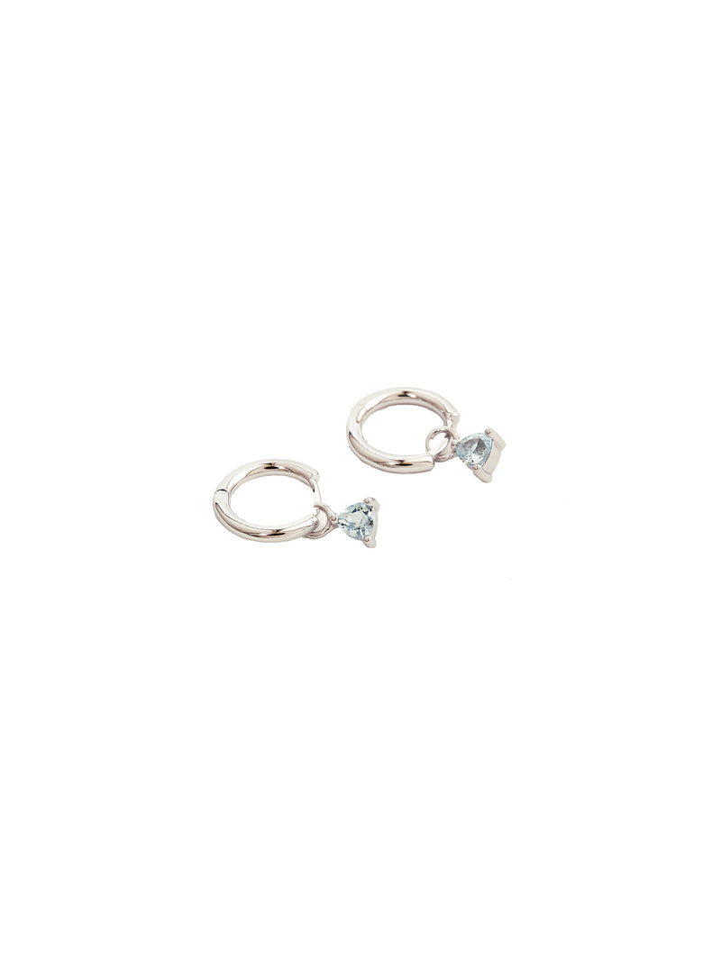 TRIANGULAR AQUAMARINE HOOP EARRINGS