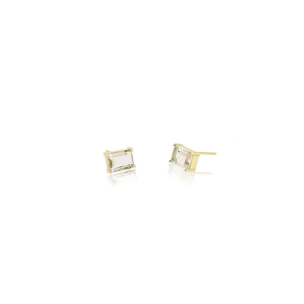 RECTANGULAR ROSE QUARTZ EARRINGS