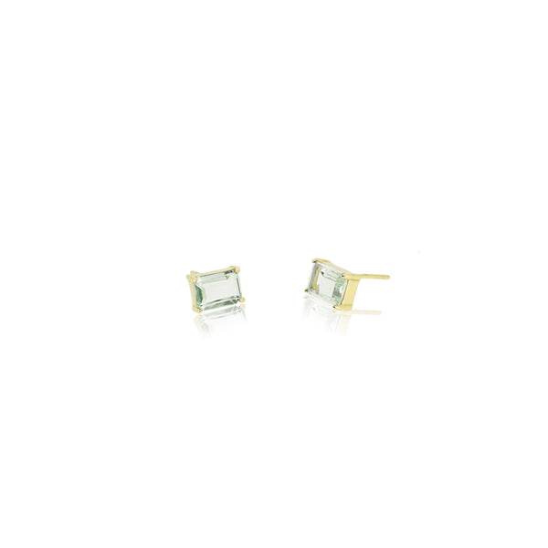 RECTANGULAR GREEN AMETHYST(PRASIOLITE) EARRINGS