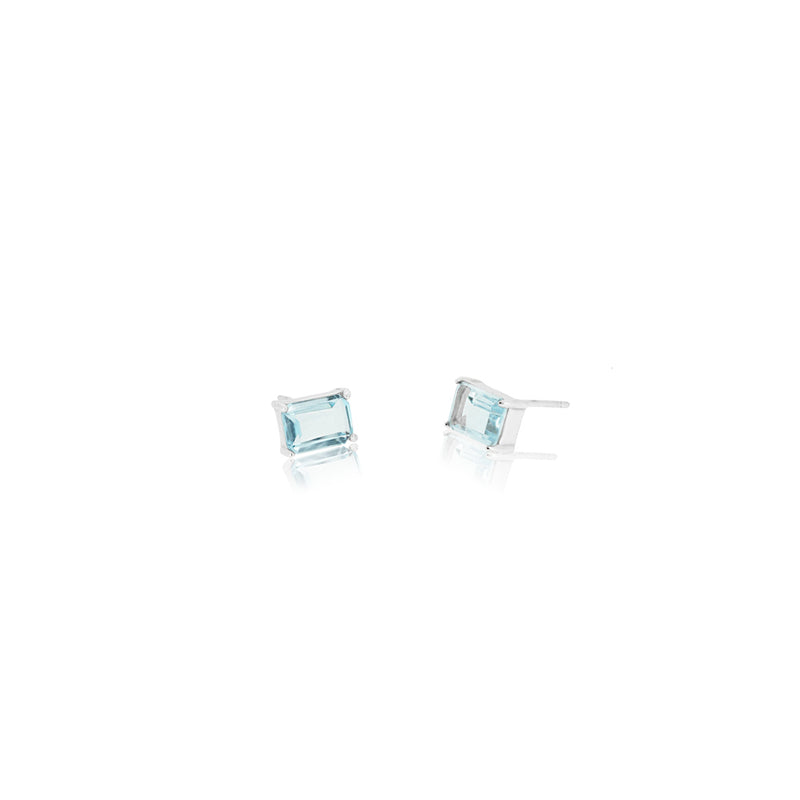 RECTANGULAR SKY BLUE TOPAZ EARRINGS