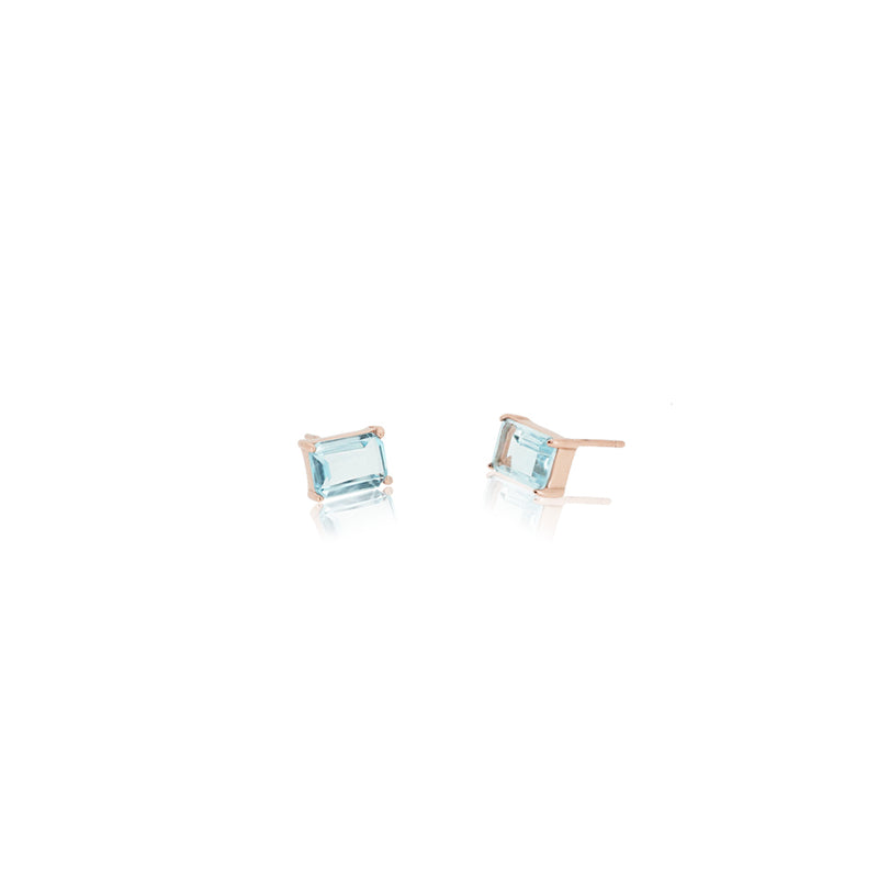 RECTANGULAR SKY BLUE TOPAZ EARRINGS