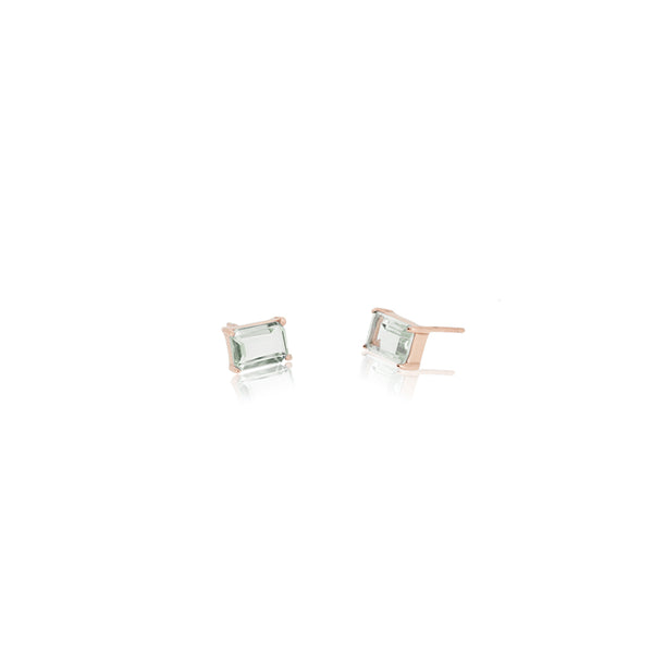 RECTANGULAR GREEN AMETHYST(PRASIOLITE) EARRINGS
