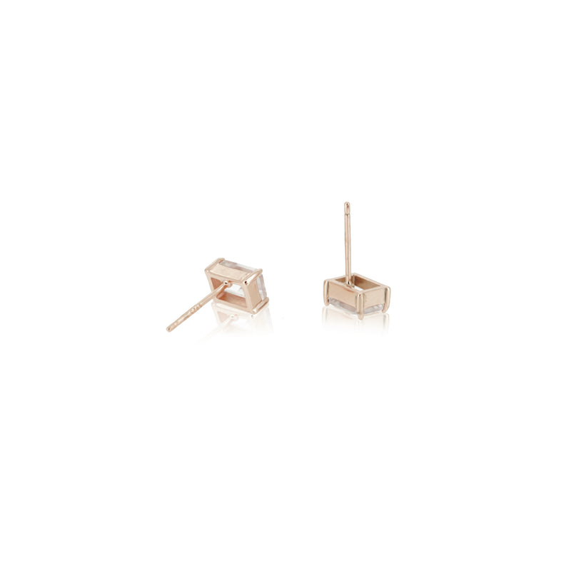 RECTANGULAR ROSE QUARTZ EARRINGS