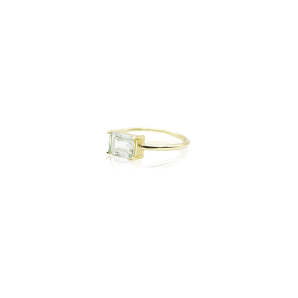 RECTANGULAR GREEN AMETHYST(PRASIOLITE) RING