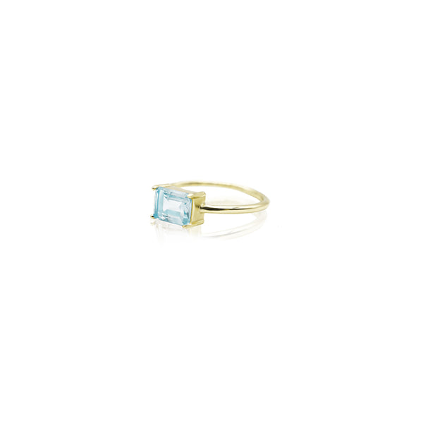 RECTANGULAR SKY BLUE TOPAZ RING