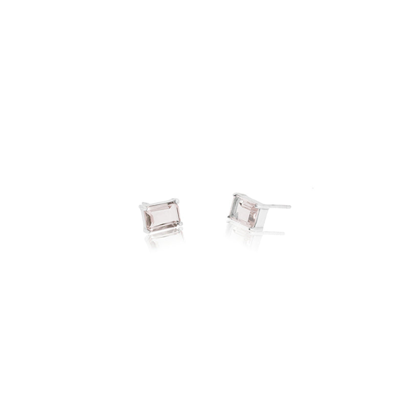 RECTANGULAR ROSE QUARTZ EARRINGS