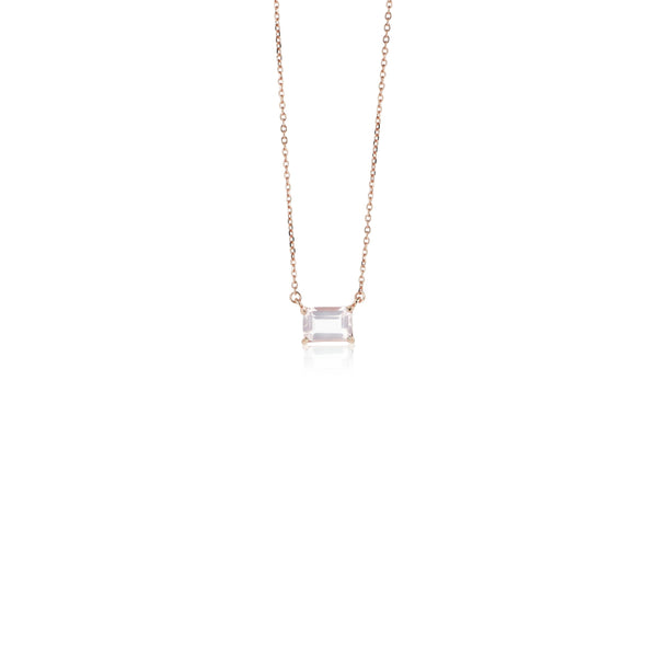 RECTANGULAR ROSE QUARTZ NECKLACE
