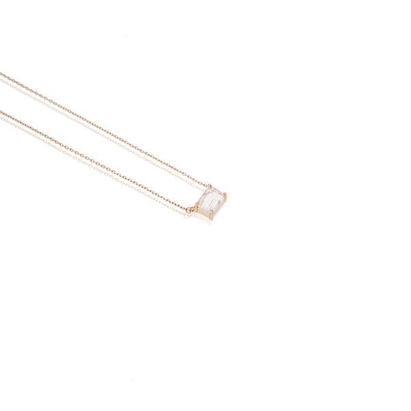 RECTANGULAR ROSE QUARTZ NECKLACE