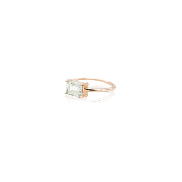 RECTANGULAR GREEN AMETHYST(PRASIOLITE) RING