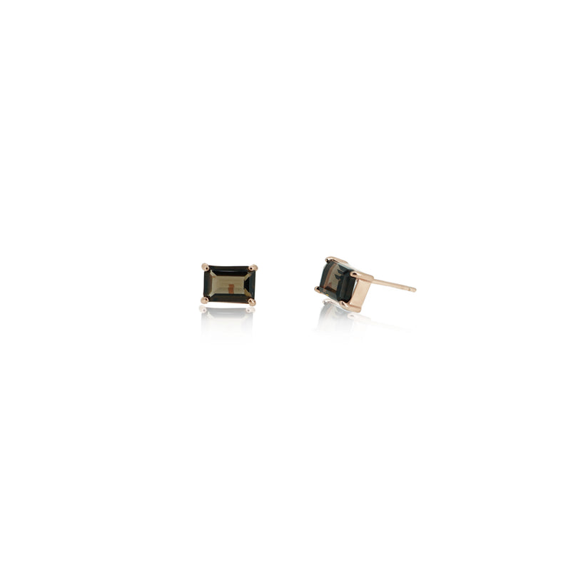 RECTANGULAR SMOKY QUARTZ EARRINGS