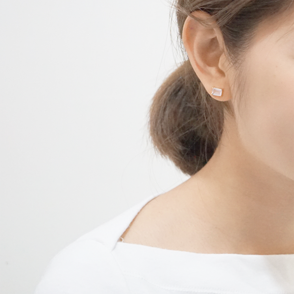 RECTANGULAR ROSE QUARTZ EARRINGS