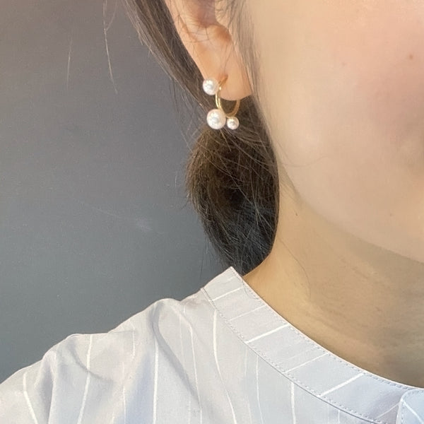 18K GOLD THREE SIZES AKOYA PEARL EARRINGS