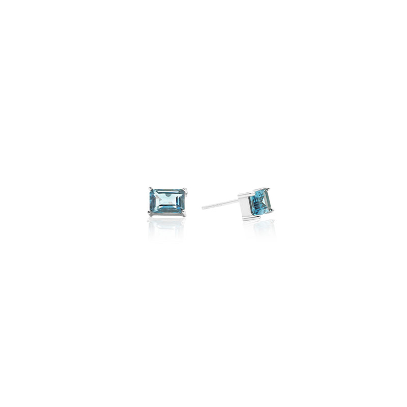 RECTANGULAR LONDON BLUE TOPAZ EARRINGS