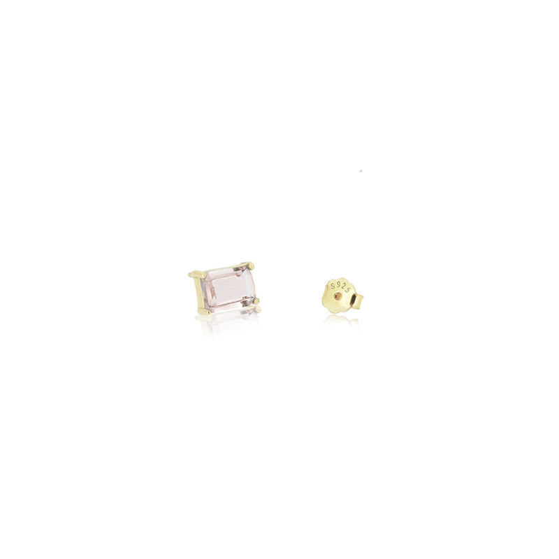 RECTANGULAR ROSE QUARTZ EARRINGS