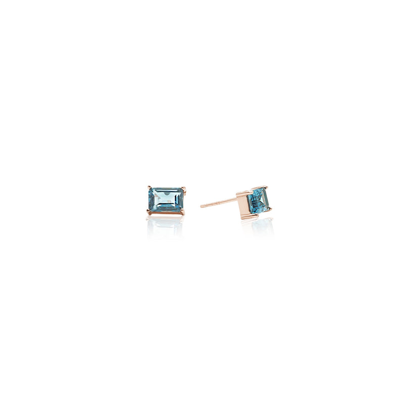 RECTANGULAR LONDON BLUE TOPAZ EARRINGS
