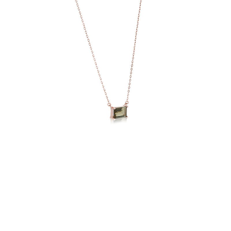 RECTANGULAR SMOKY QUARTZ NECKLACE